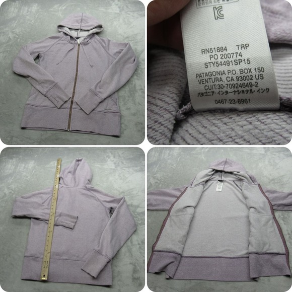 Patagonia Tops - Patagonia Hoodie Womens Small Light Purple Thumbholes Full Zip Cloud Stack